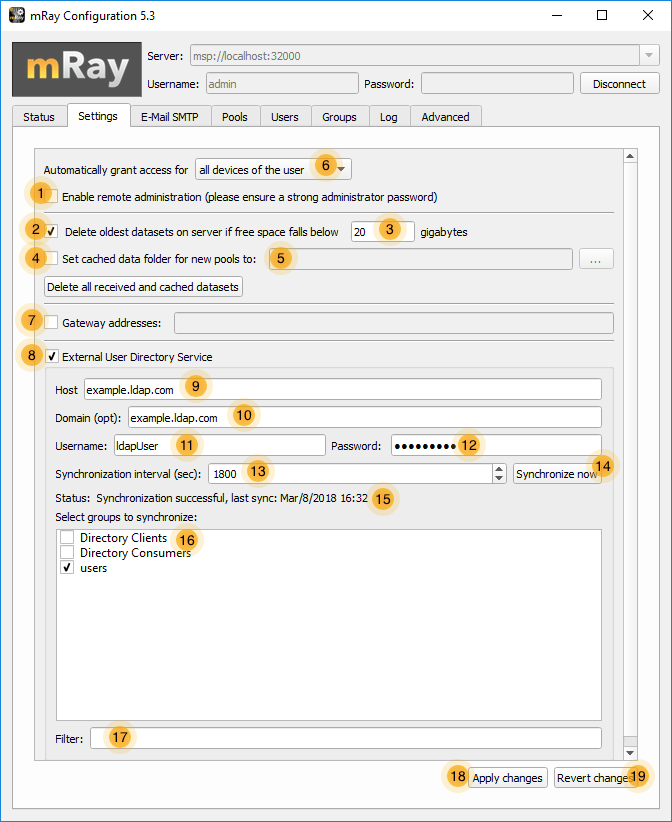 config settings