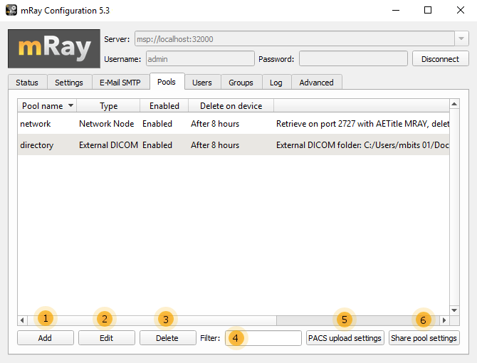 config pools